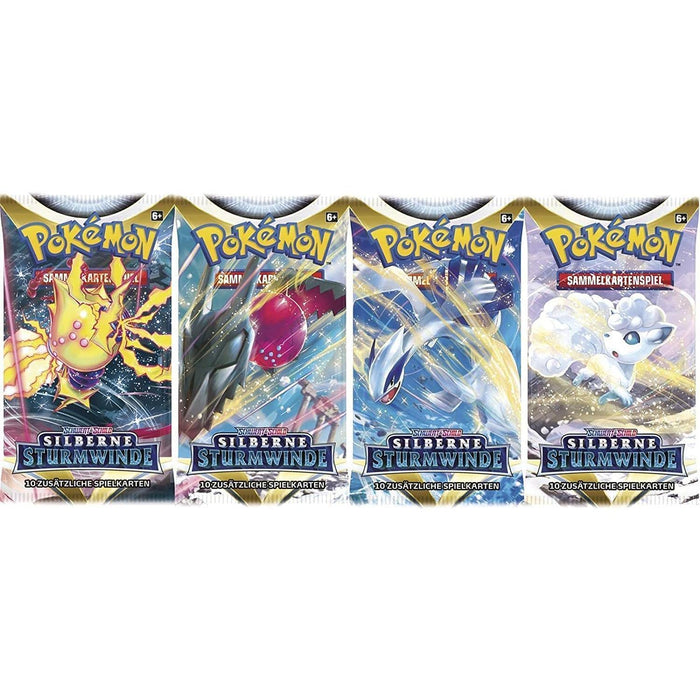 Pokémon TCG – Schwert & Schild: Silberne Sturmwinde | 4x Booster Packs (Deutsch) | je 10 Karten
