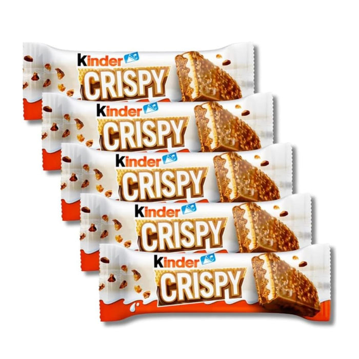 Kinder Crispy 5er Pack | 5x 34g | Knuspriger Waffel-Riegel mit Haselnuss- & Milchcreme | Umhüllt von zarter Milchschokolade | Perfekt für zwischendurch