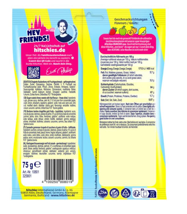 Hitschies Doppelpack: Crunchies Sour Mix 75g + Saure Drachenzungen Brizzl Bälle 100g | Veganer Frucht- & Knusperspaß mit saurem Kick