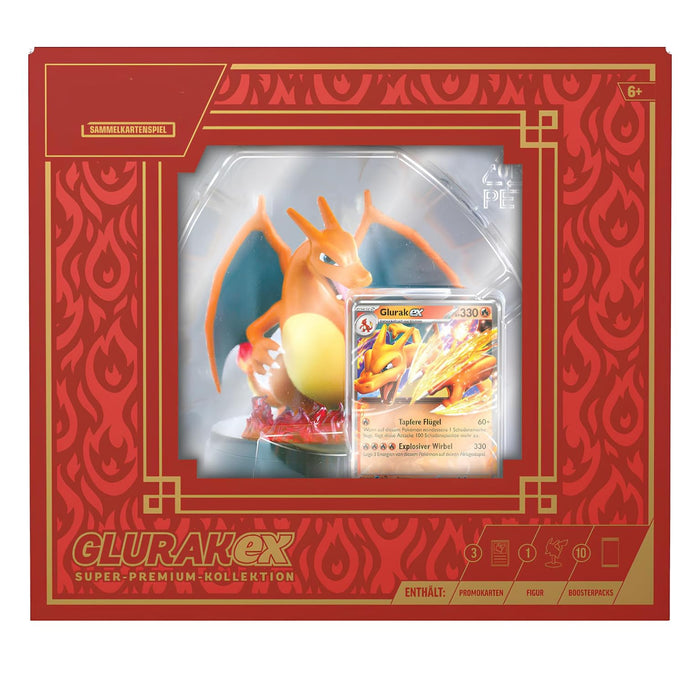 Pokémon Glurak CHARlZARD EX Super Premium Kollektion (DE) – 10 Boosterpacks, Exklusive Glurak-Figur & Holo-Karten – Limitierte Edition