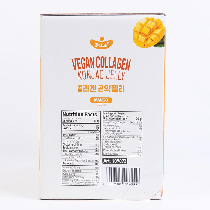 4 x Vegan Collagen Konjac Jelly（Pfirsich, Mango, Grüne Traube, Traube) 7 kcal pro Beutel | Glutenfrei, Pflanzlich, Low-Carb Snack | 120 g / 130 ml pro Beutel | Ohne Zuckerzusatz