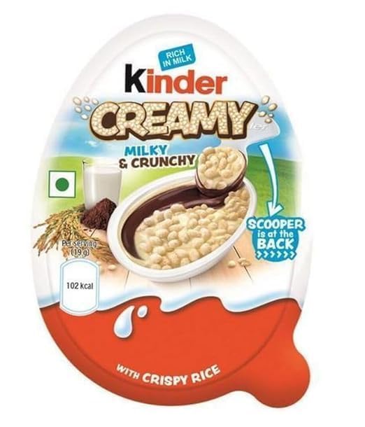 4 x Kinder Creamy – Milky & Crunchy – Knusprig-cremiger Milchsnack (4 x 19 g)