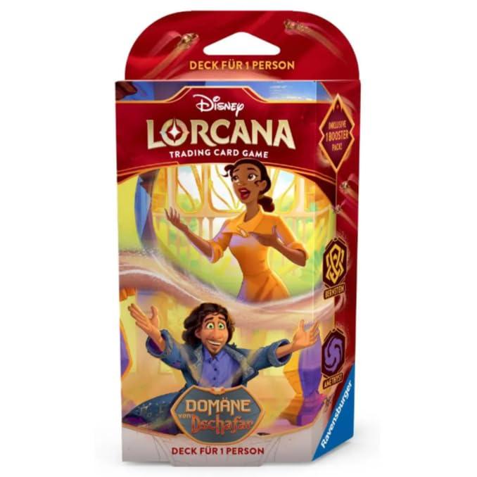Lorcana – Reign of Jafar: 1x Starter Deck Tiana & Bruno Amber/Amethyst (Englisch) + Heartforcards® Versandschutz