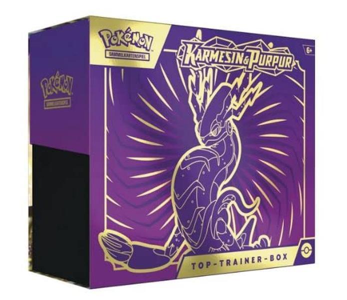 Pokémon TCG – Karmesin & Purpur | Top-Trainer Box | Deutsch | Enthält Karten & Zubehör