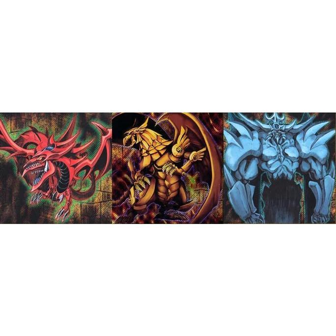 3 x Heilige Götterkarten Orica - Slifer, Obelisk & Ra + Heartforcards® Versandschutz