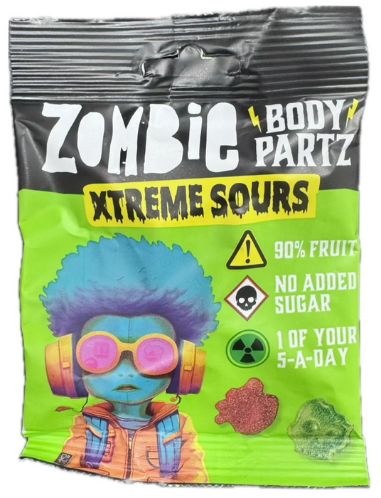 3er Zombie Gummibärchen Set – Zombie Body Partz Halloween Fruchtgummis 3x35g | XTREME SOURS, FRUIT GUMMIES & SOURS | 100% Frucht – Ohne Zuckerzusatz | Vegane Halloween Süßigkeit für Kinder & Erwachse