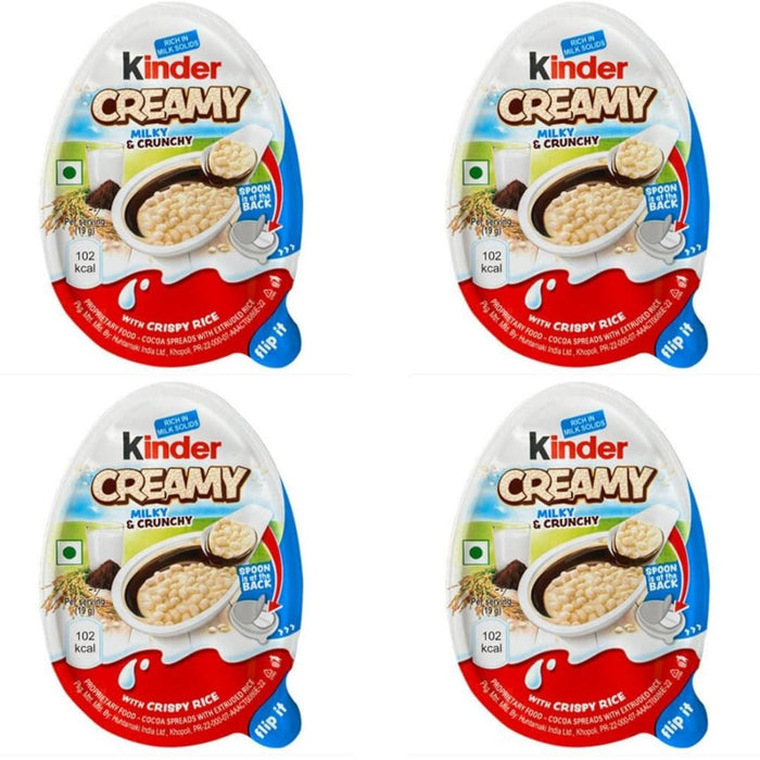 4 x Kinder Creamy – Milky & Crunchy – Knusprig-cremiger Milchsnack (4 x 19 g)