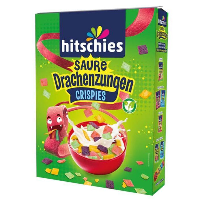Saure Drachenzungen Crispies – 270 g | Vegane Frühstücks-Cerealien mit Fruchtmix | Knuspriger & extra saurer Crunch | Ohne tierische Inhaltsstoffe