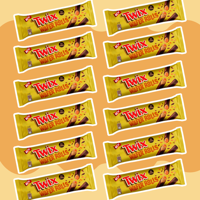 12er Pack – Twix Wafer Rolls | Knusprige Waffelröllchen mit Milchschokolade & Karamell | 12x22,5g