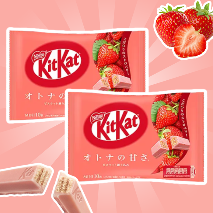 2x Kit Kat Mini Strawberry – Knusprige Schokoladen-Waffeln mit fruchtigem Erdbeer-Geschmack (2x81.2g)