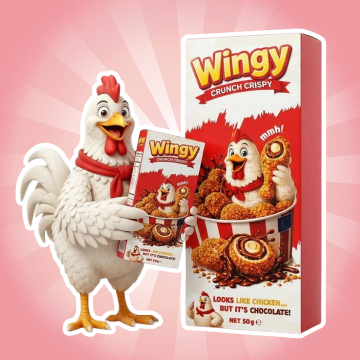 12x Wingy Crunch Knusprige Chicken Schoko Bites mit Cremefüllung & Karamellkeksstückchen (12 x 50g)