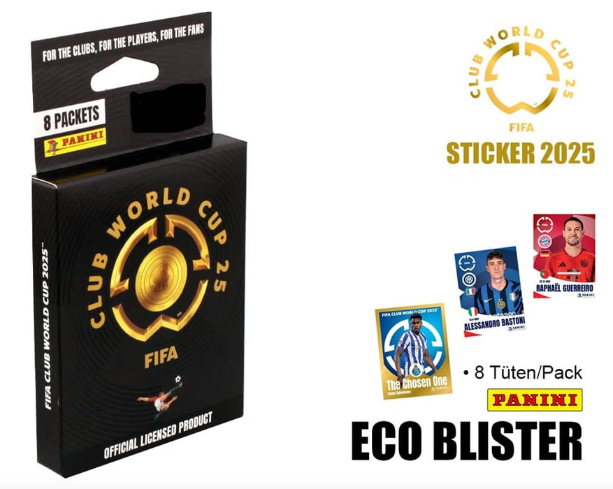 Panini FIFA Club World Cup 2025 – Sticker ECO Blister mit 8 Tüten (je 5 Sticker) – Offizielle Kollektion zur Klub-WM 2025