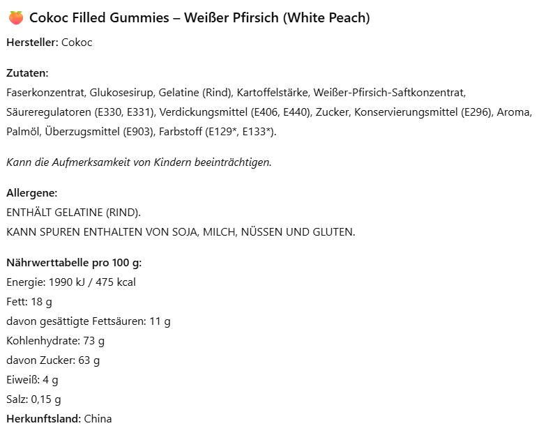 Cokoc Gefüllte Fruchtgummis Mix 3er Pack (3x60g) – White Peach, Pineapple & Strawberry – Soft Gummies mit Fruchtfüllung, Süßigkeit zum Naschen & Teilen