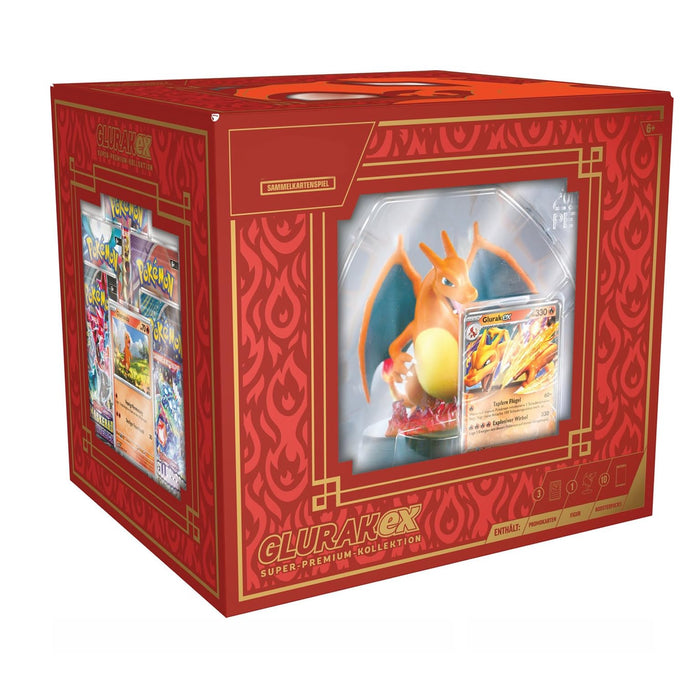 Pokémon Glurak CHARlZARD EX Super Premium Kollektion (DE) – 10 Boosterpacks, Exklusive Glurak-Figur & Holo-Karten – Limitierte Edition