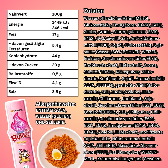 Buldak Carbonara Hot Sauce HALAL Würzige Cremige Chilisauce 165ml