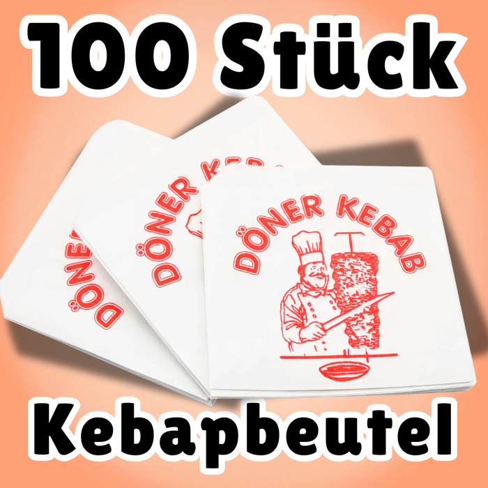 100x Kebapbeutel 16 x 16 cm – Fettdicht, Lebensmittelecht, Ideal für Döner, Snacks & Imbissbedarf
