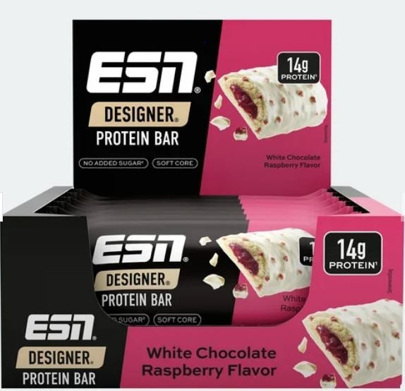 12x ESN Designer Protein Bar – White Chocolate Raspberry Flavour (45g)