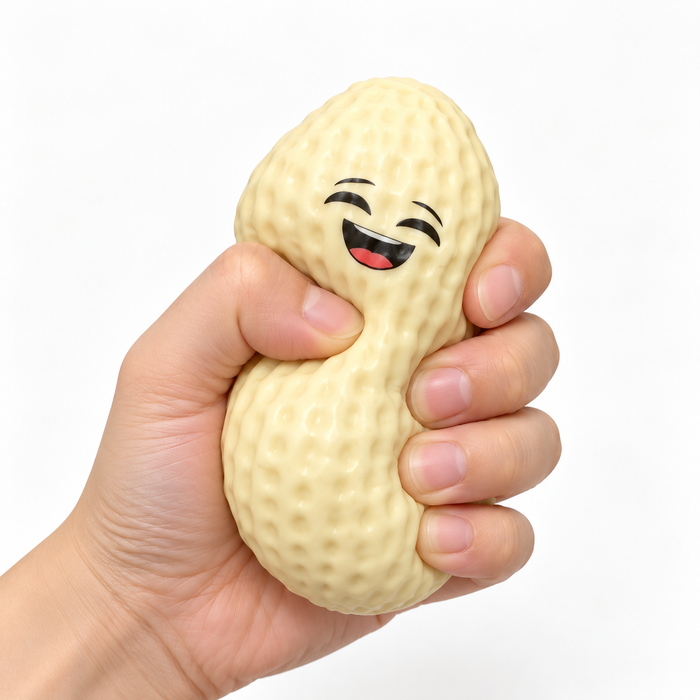 Lustige Erdnuss Squishy zum Drücken – Weiches TPR-Handspielzeug mit fröhlichem Gesicht