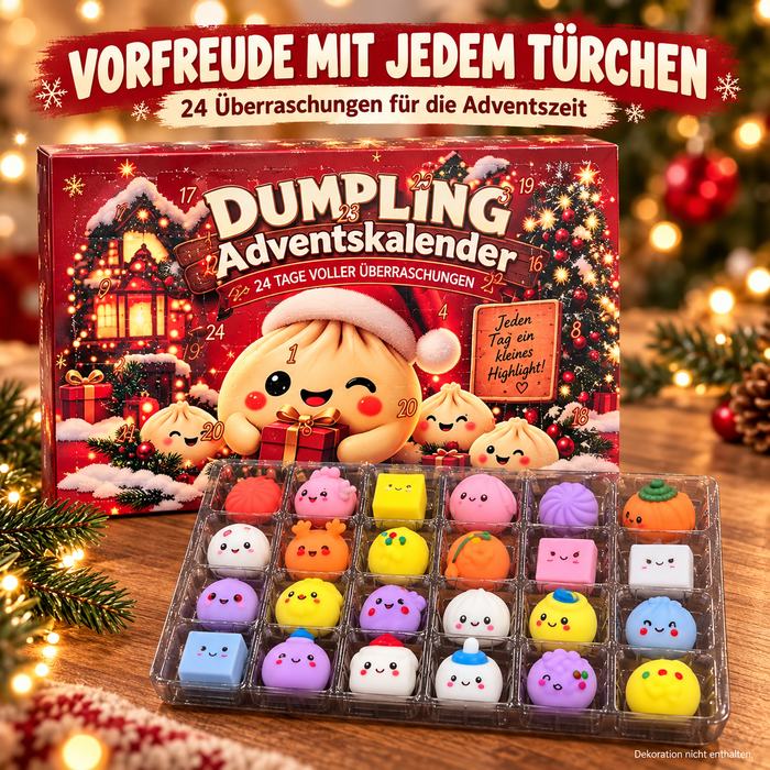 Dumpling Adventskalender 2026 – 24 Tage voller Überraschungen – Niedliche Squishy Figuren und Mini-Spielzeuge