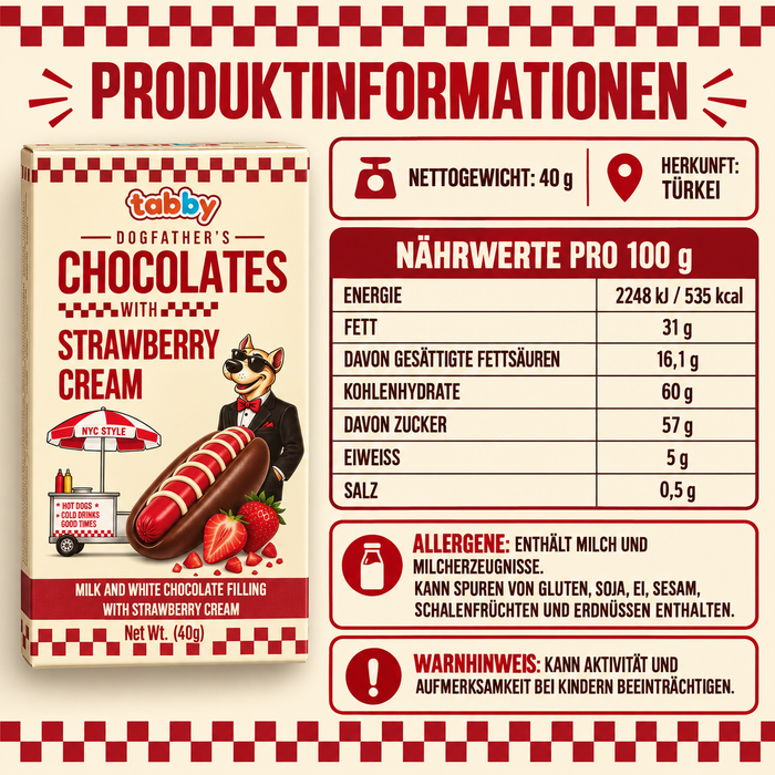 Tabby Dogfather’s Chocolates Strawberry Cream – 40 g