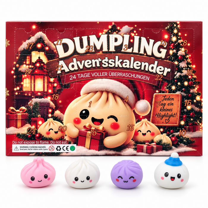 Dumpling Adventskalender 2026 – 24 Tage voller Überraschungen – Niedliche Squishy Figuren und Mini-Spielzeuge