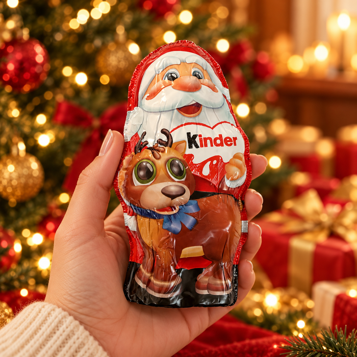 Kinder Weihnachtsmann mit Rentier – 69 g