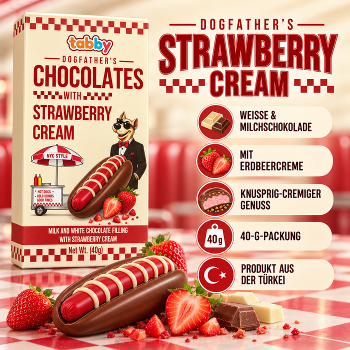Tabby Dogfather’s Chocolates Strawberry Cream – 40 g