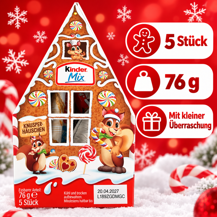 Kinder Mix Knusper-Häuschen – 5 Stück, 76 g