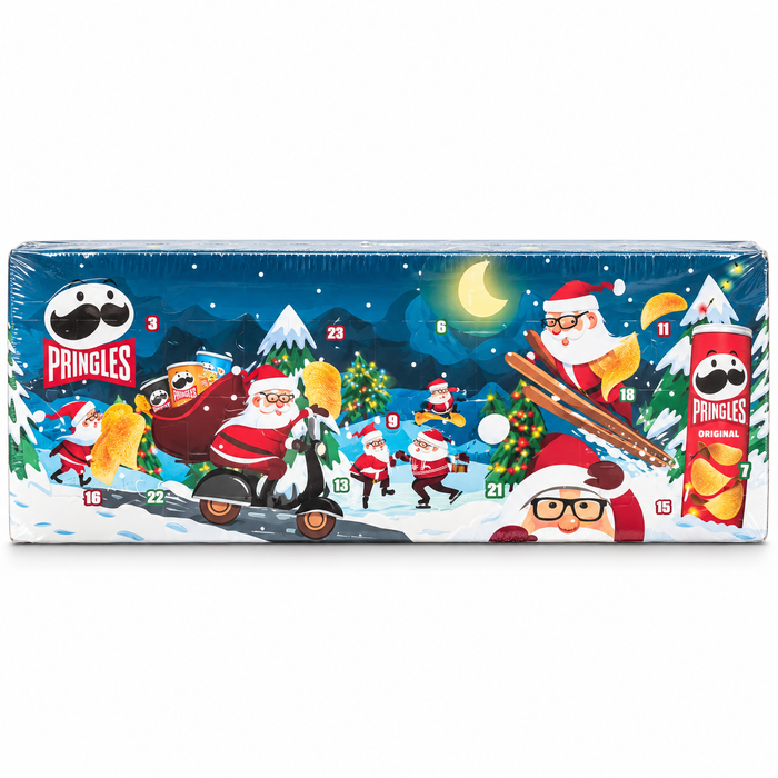 Pringles Adventskalender – 24 Türchen mit 6 Sorten – Originaldose und 23 Minidosen – Chips-Adventskalender – 1085 g