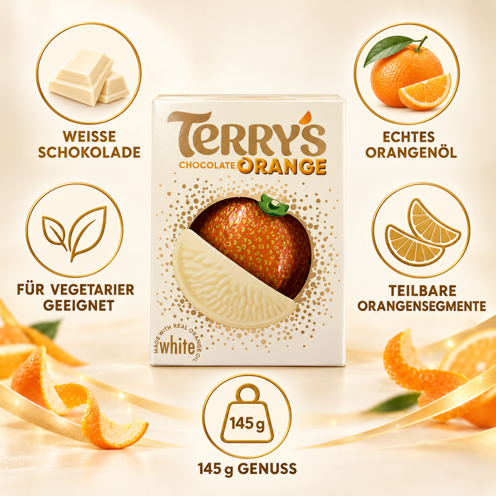 Terry’s Chocolate Orange White – Weiße Schokolade mit echtem Orangenöl – 145 g