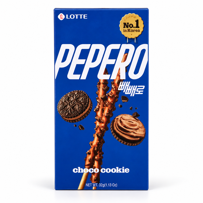 LOTTE Pepero Choco Cookie – Schokoladen-Keksstangen mit Cookie-Stückchen, 32 g