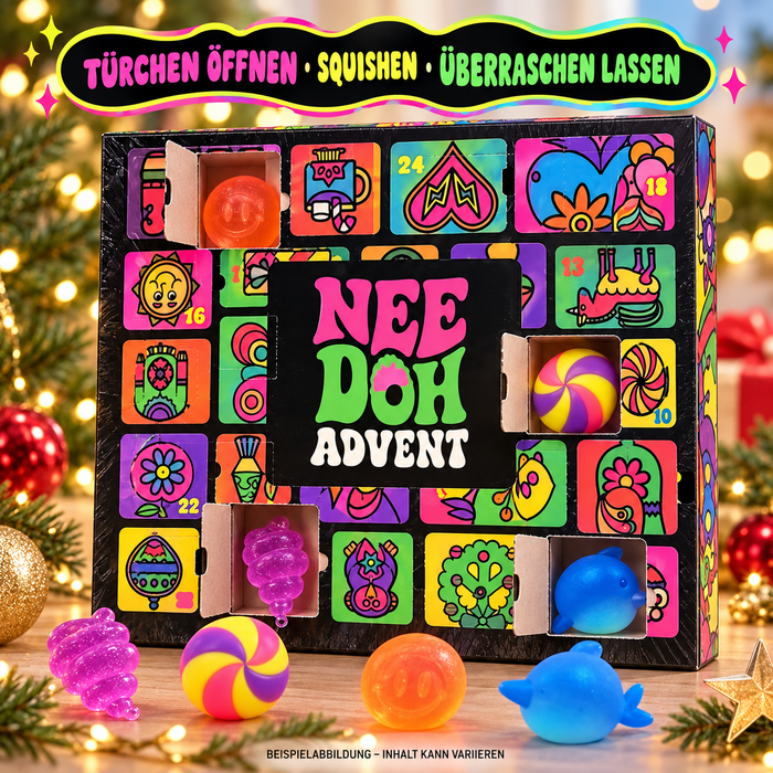 NeeDoh Adventskalender – 24 Tage Squishy-Überraschungen – Sensorisches Spielzeug ab 3 Jahren