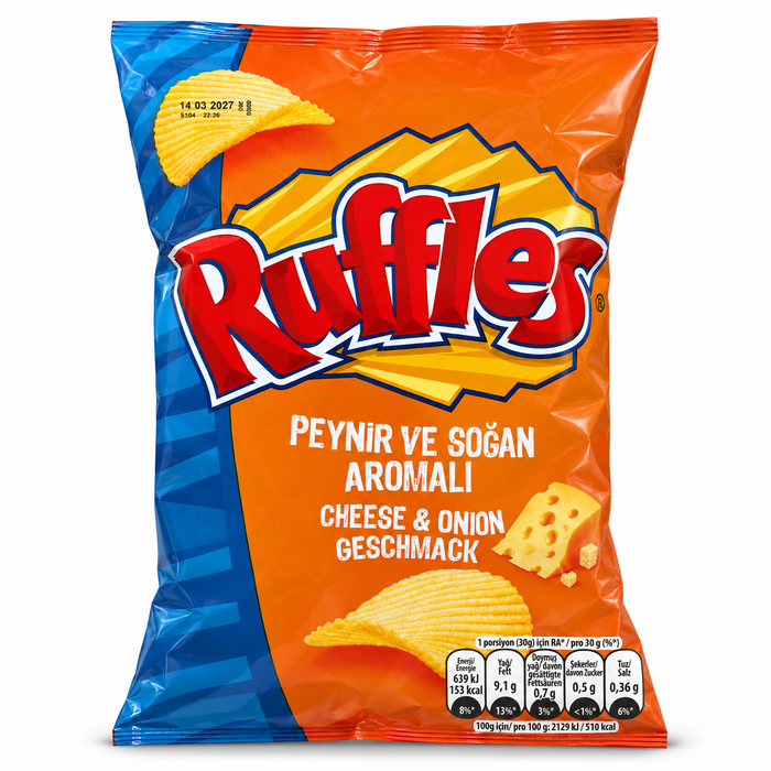 Ruffles Cheese & Onion 10er-Vorratskarton – 10× 150 g