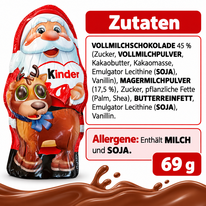 Kinder Weihnachtsmann mit Rentier – 69 g