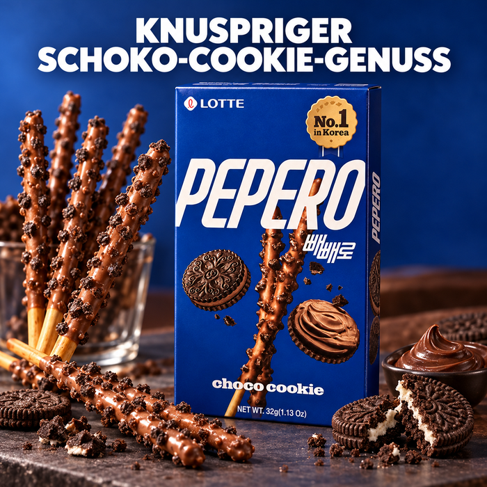 LOTTE Pepero Choco Cookie – Schokoladen-Keksstangen mit Cookie-Stückchen, 32 g