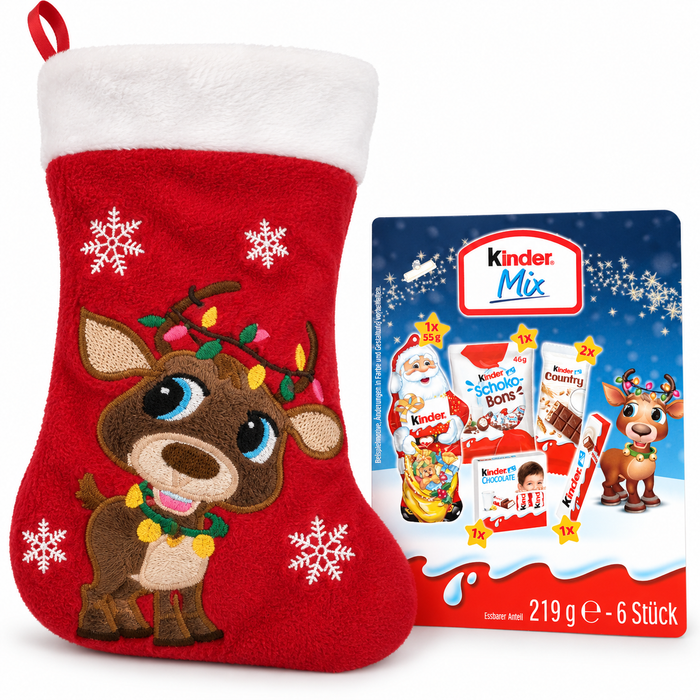 Kinder Mix Weihnachtsstrumpf mit Rentier – 6 Stück, 219 g