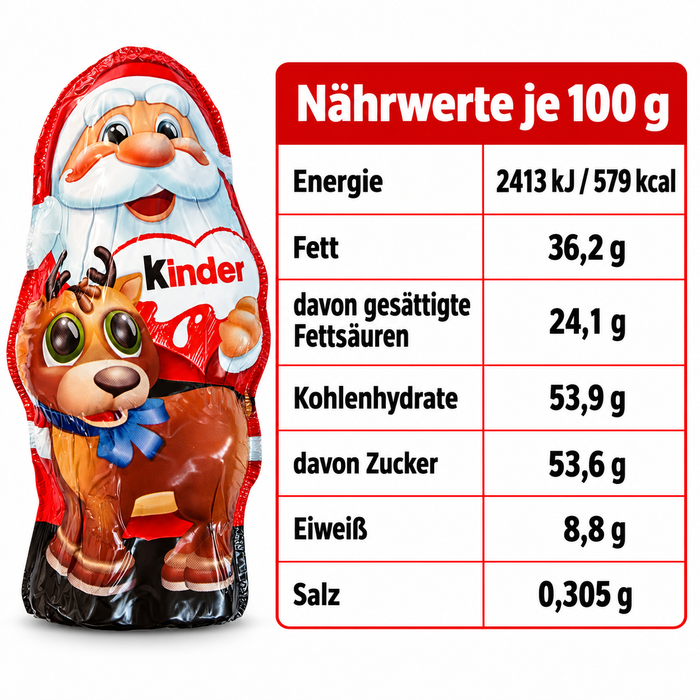 Kinder Weihnachtsmann mit Rentier – 69 g