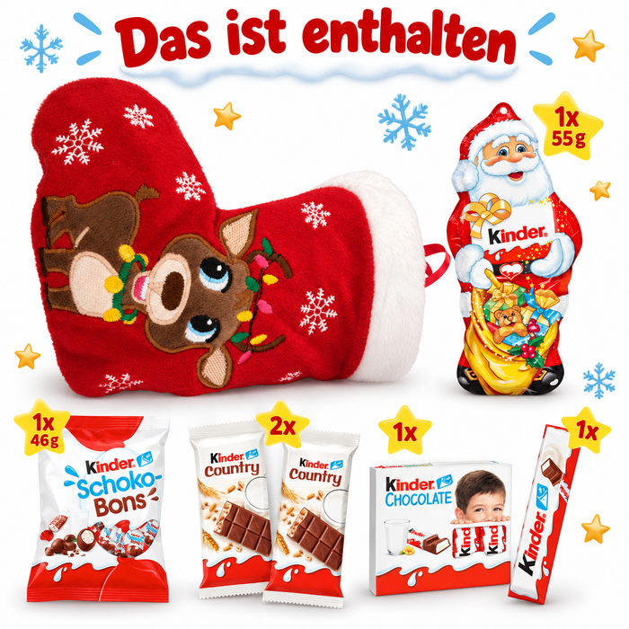 Kinder Mix Weihnachtsstrumpf mit Rentier – 6 Stück, 219 g