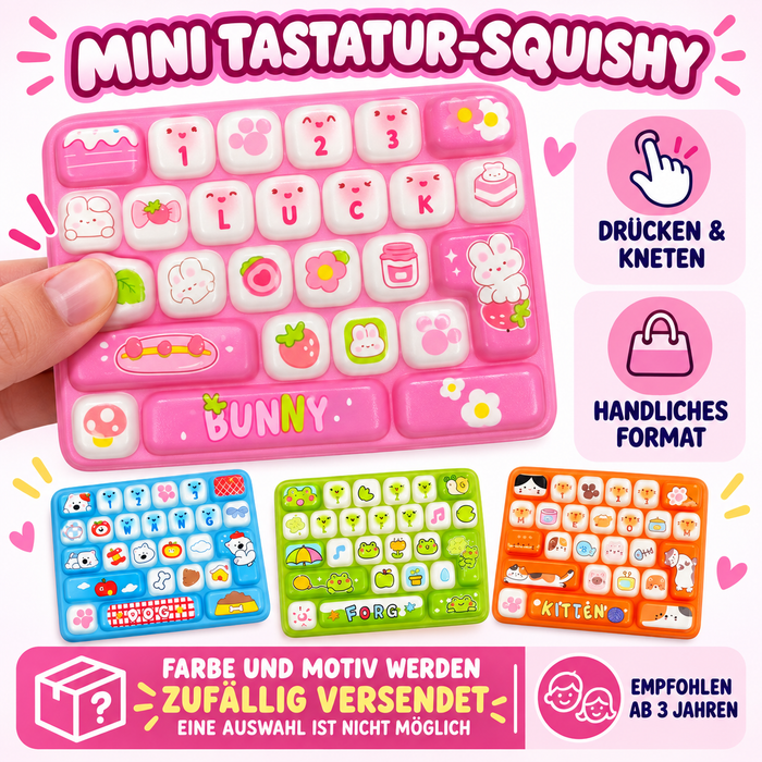 Mini Tastatur Squishy – weiches Keyboard zum Drücken und Kneten, zufällige Farbe