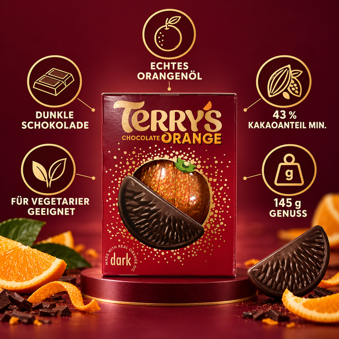 Terry’s Chocolate Orange Dark – Dunkle Schokolade mit echtem Orangenöl – 145 g