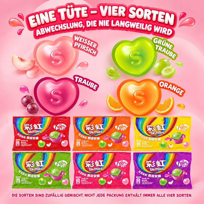 Skittles Peelable Gummies – Fruchtgummi zum Schälen, 6 × 50 g