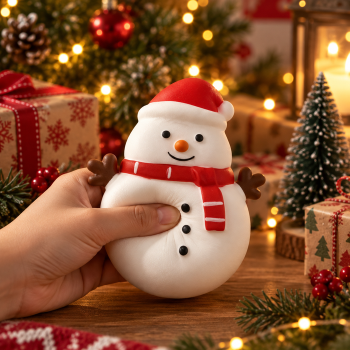 Weihnachts-Schneemann Squishy mit Crunchy-Füllung