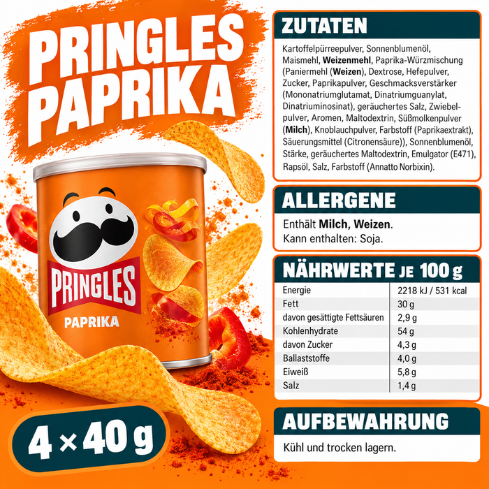 Pringles Adventskalender – 24 Türchen mit 6 Sorten – Originaldose und 23 Minidosen – Chips-Adventskalender – 1085 g