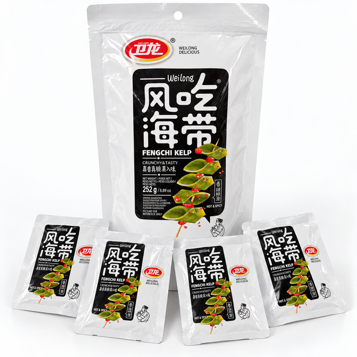 WeiLong Fengchi Kelp Hot & Spicy 252 g – würziger dick geschnittener Seetang