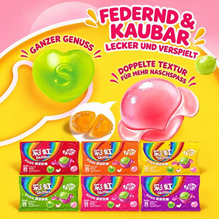 Skittles Peelable Gummies – Fruchtgummi zum Schälen, 6 × 50 g