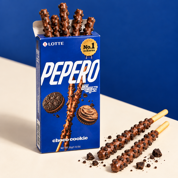 LOTTE Pepero Choco Cookie – Schokoladen-Keksstangen mit Cookie-Stückchen, 32 g