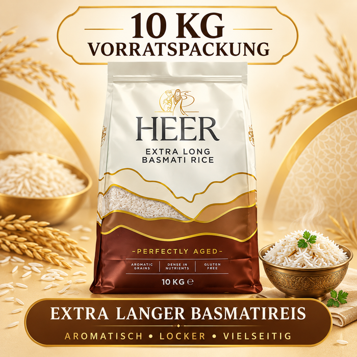 HEER Extra Long Basmati Rice 10kg – glutenfrei- langkörniger Basmatireis
