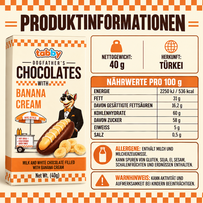 Tabby Dogfather’s Chocolates Banana Cream – 40 g