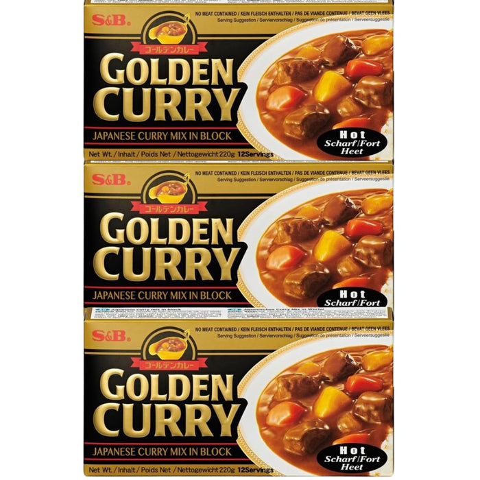 3x220g S&B GOLDEN CURRY BLACK- Japanese Curry Mix - vegetarian no meat contained - Geschmack: Hot