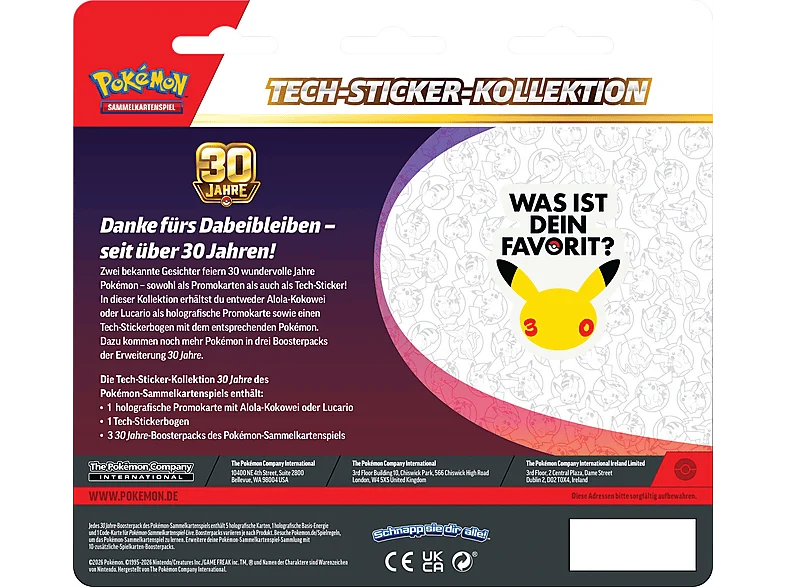 Pokémon TCG 30 Jahre Tech-Sticker-Kollektion – 3-Pack Blister – Deutsch